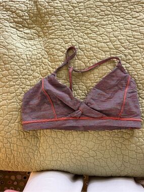 Lululemon Striped Wireless Crossover Bralette - Pink & Blue